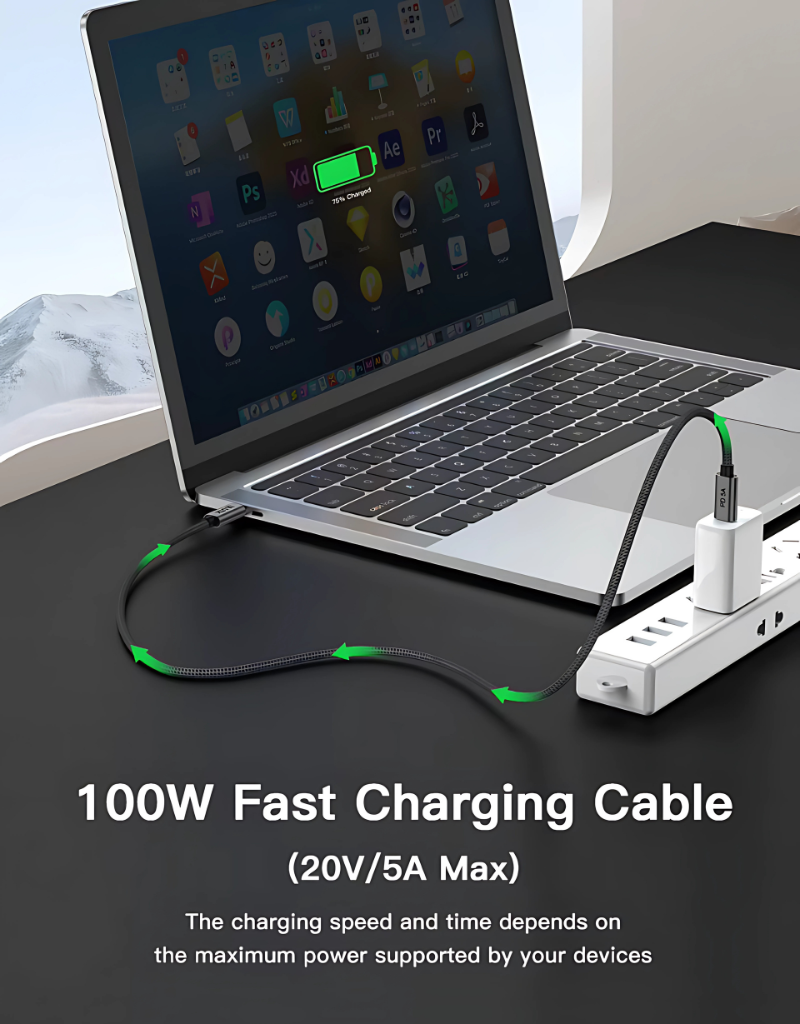 USB-C To USB-C Cable | 100W | 4K/60Hz - 2m Black