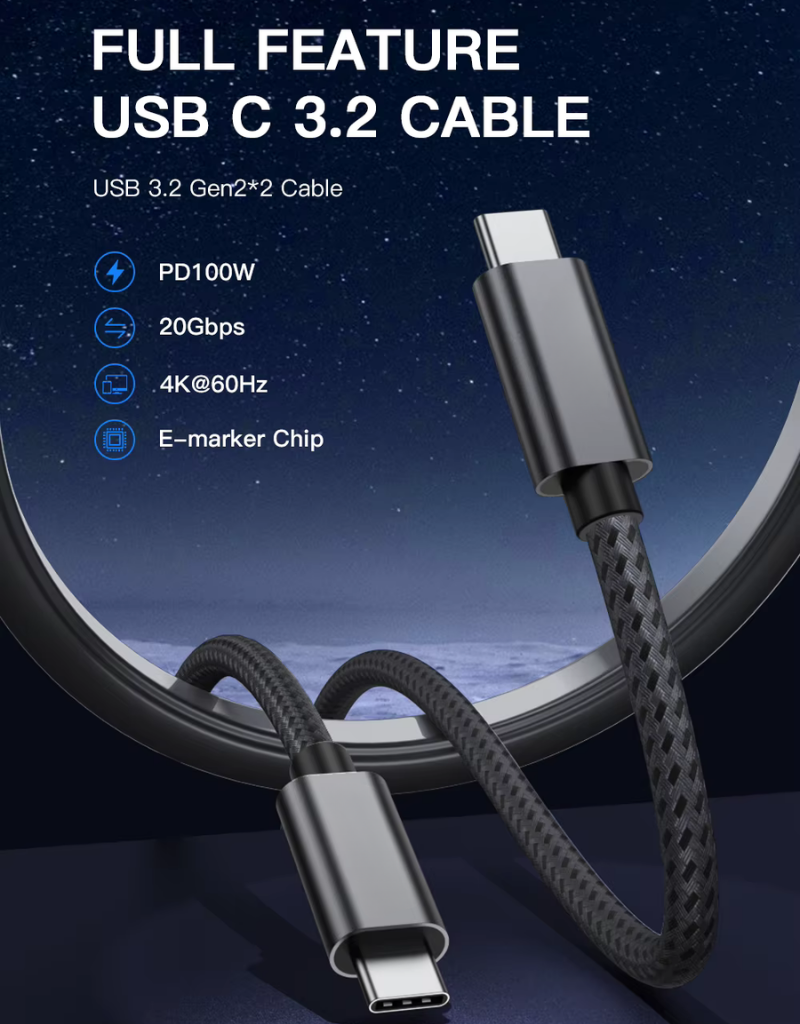 USB-C To USB-C Cable | 100W | 4K/60Hz - 2m Black