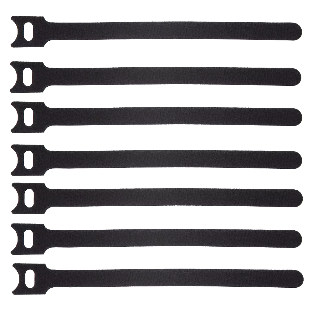 Schwarze, wiederverwendbare Klettbänder, 12 mm x 200 mm