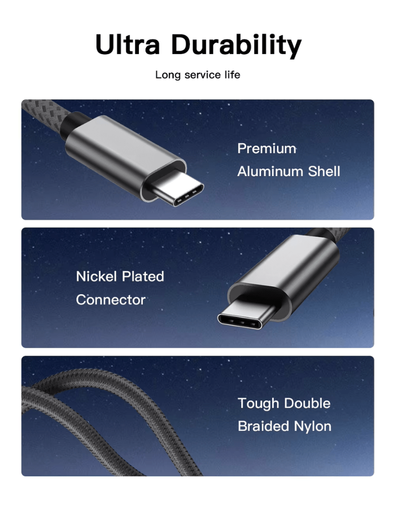 USB - C To USB - C Cable | 100W | 4K/60Hz - 3m Black - Kablex